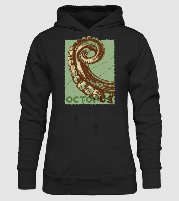 Caracatiță Octopus model negru pe tricou