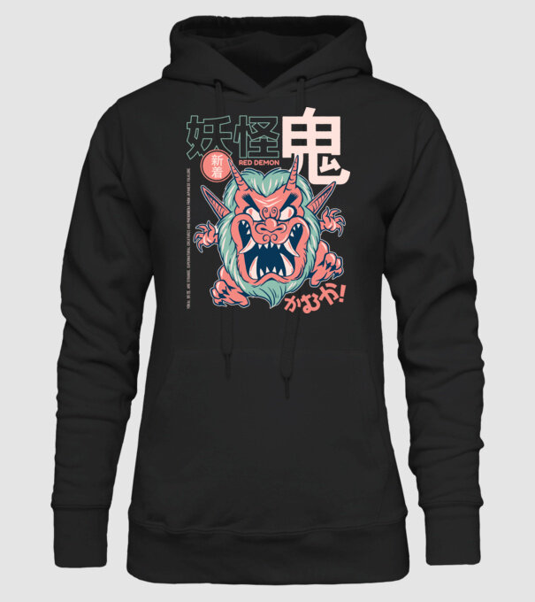 Oni Yokai Anime model negru pe tricou