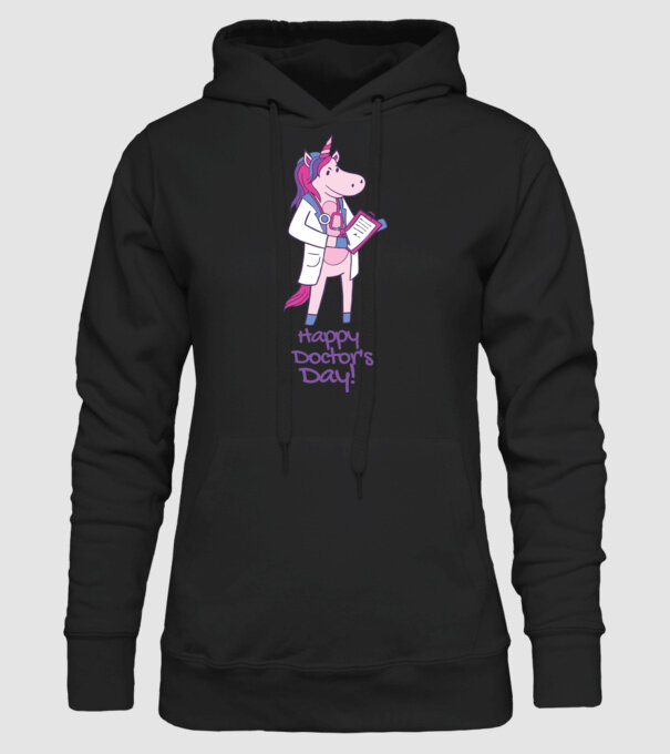 Medic Unicorn model negru pe tricou