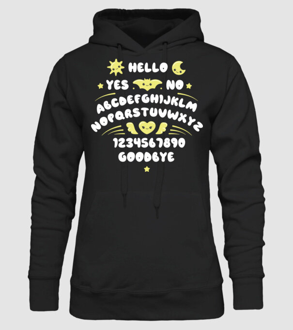 Motiv Ouija model negru pe tricou