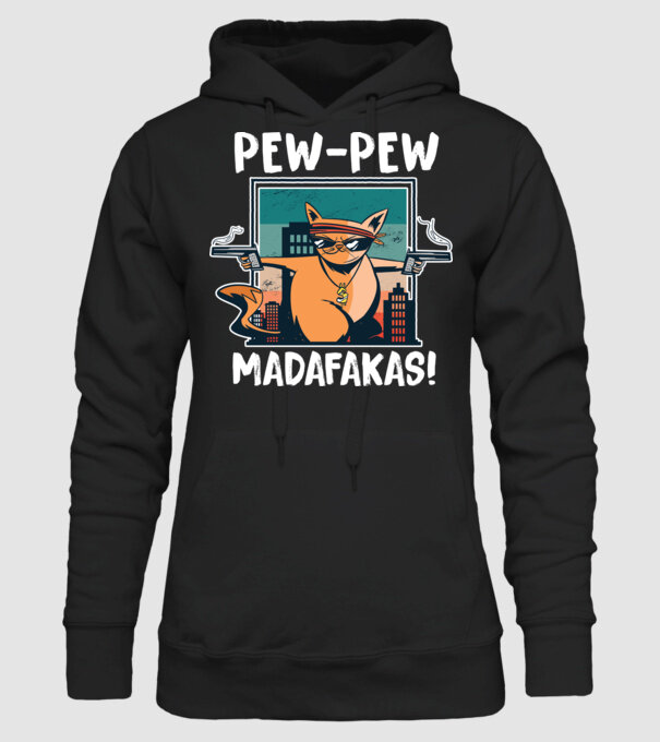 Pew Pew Pew Madafakas Pisică model negru pe tricou