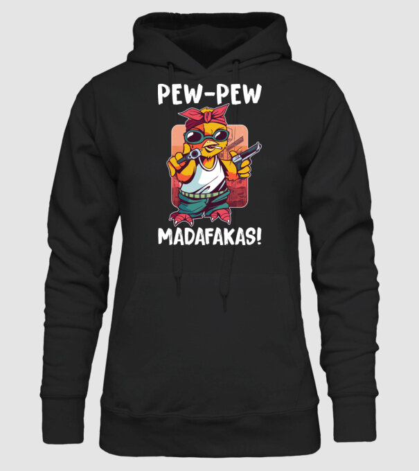 Pew Pew Pew Madafakas Pui model negru pe tricou