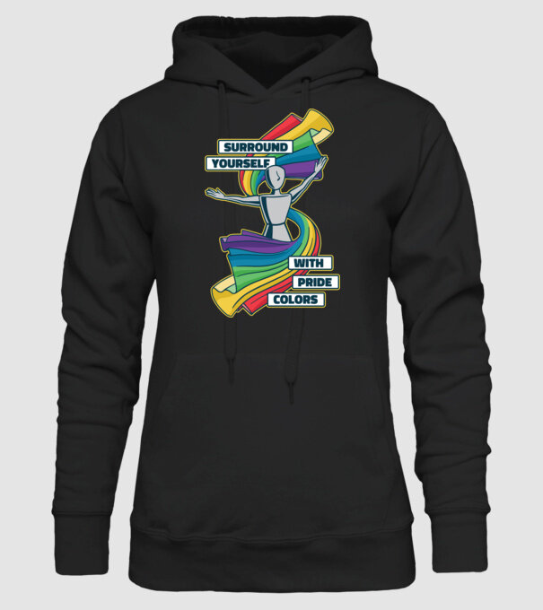 Pride cu curcubeu model negru pe tricou
