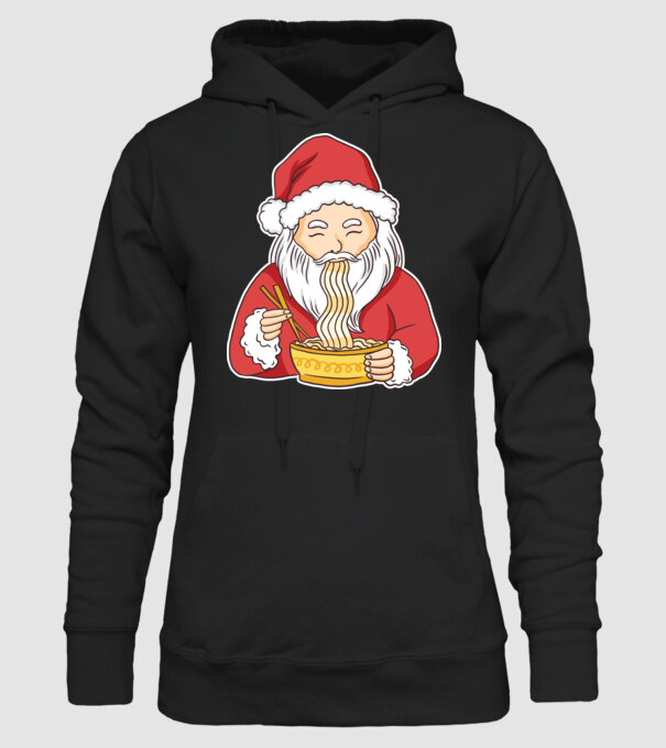 Moș Crăciun Ramen model negru pe tricou
