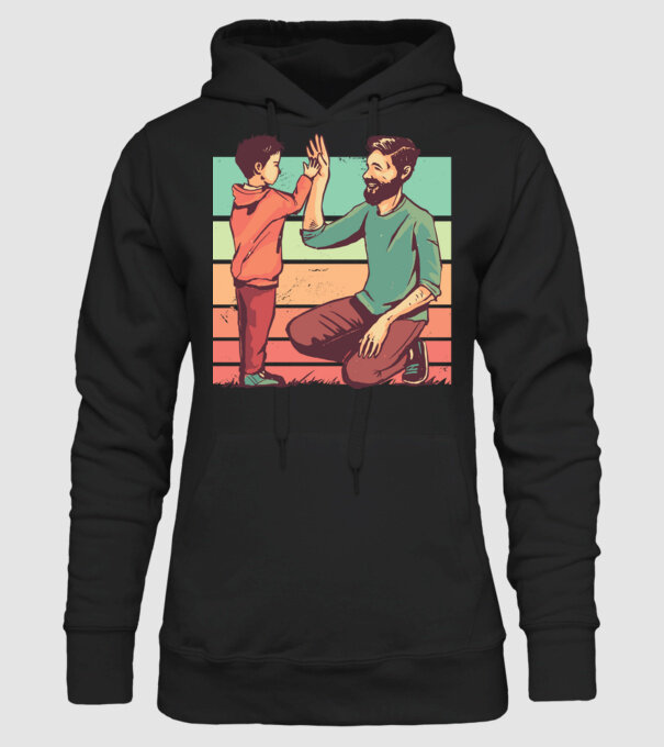 Tată și fiu retro model negru pe tricou