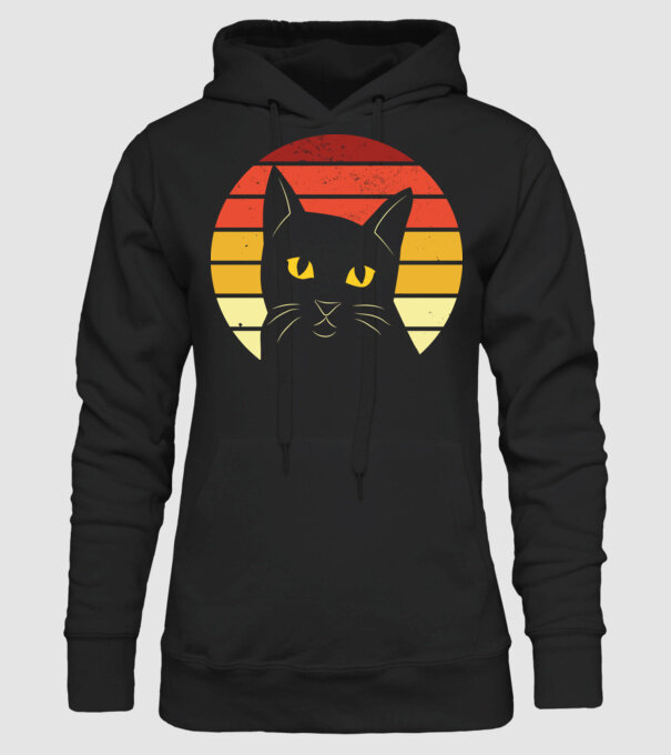 Cap pisică retro model negru pe tricou
