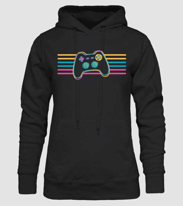 Gamer Controler Retro model negru pe tricou