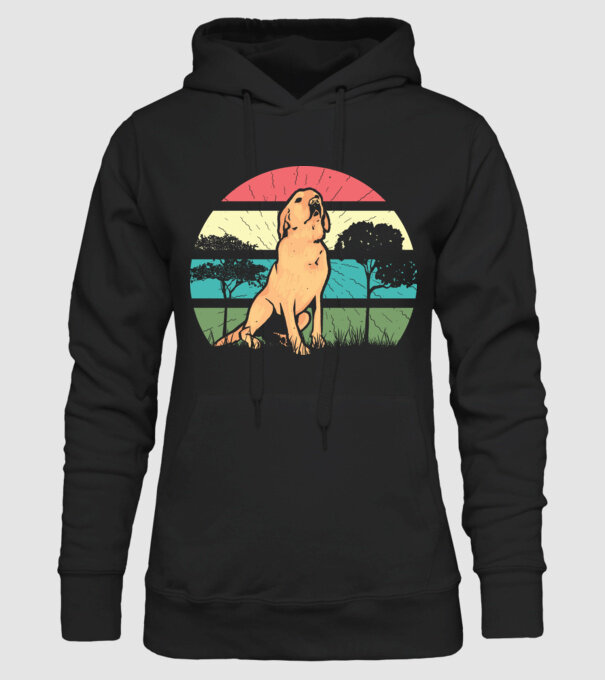 Golden Retriever retro model negru pe tricou