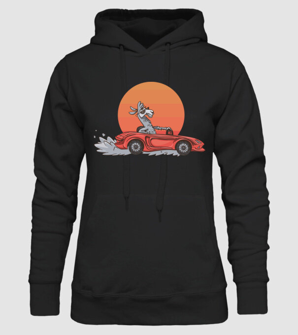 Mașină Retro Llama model negru pe tricou
