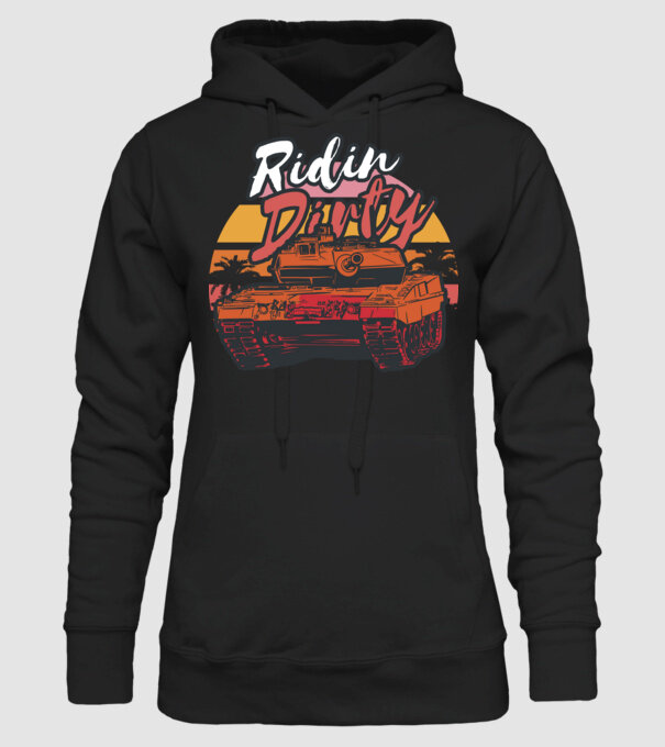 Ridin Dirty tricou cu tanc model negru pe tricou