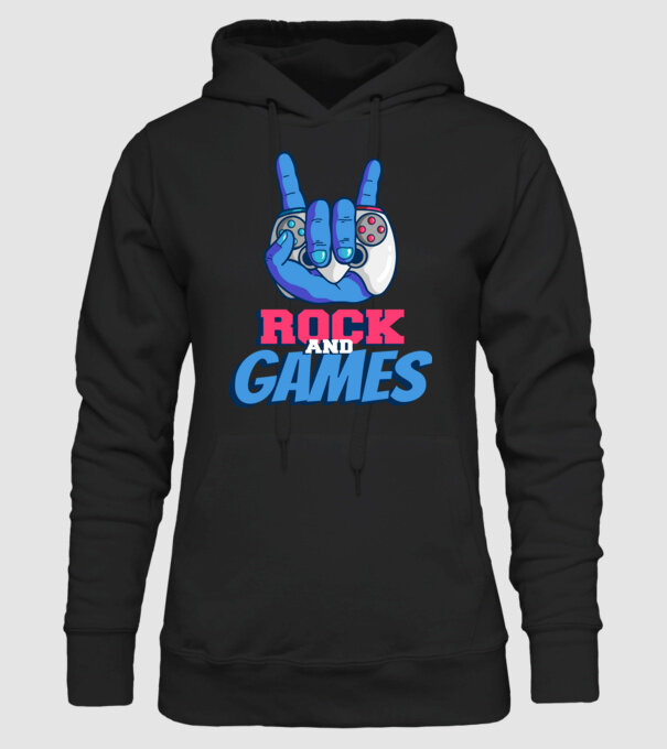 Rock And Games model negru pe tricou