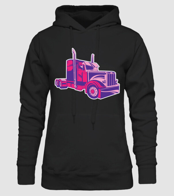 Camion roz model negru pe tricou