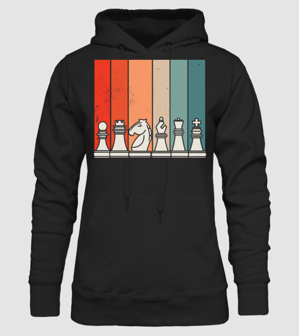 Șah Retro model negru pe tricou