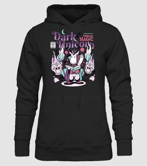 Magie neagră Unicorn model negru pe tricou