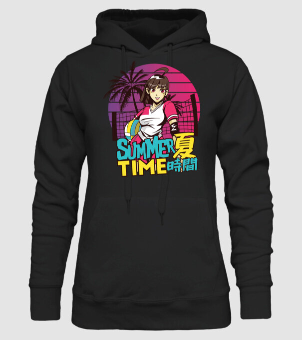 Summer Girl Anime Fată Manga model negru pe tricou