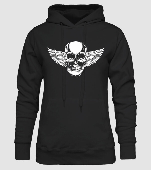 Craniu cu Aripi model negru pe tricou