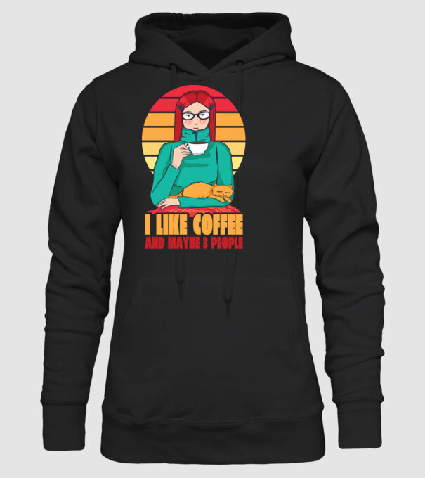 Iubesc Cafeaua și încă până la maxim 3 persoane model negru pe tricou
