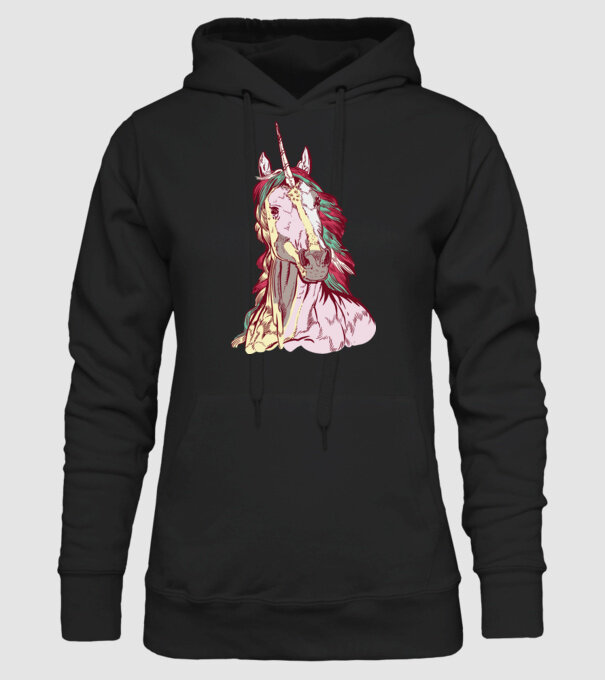 Unicorn colorat model negru pe tricou