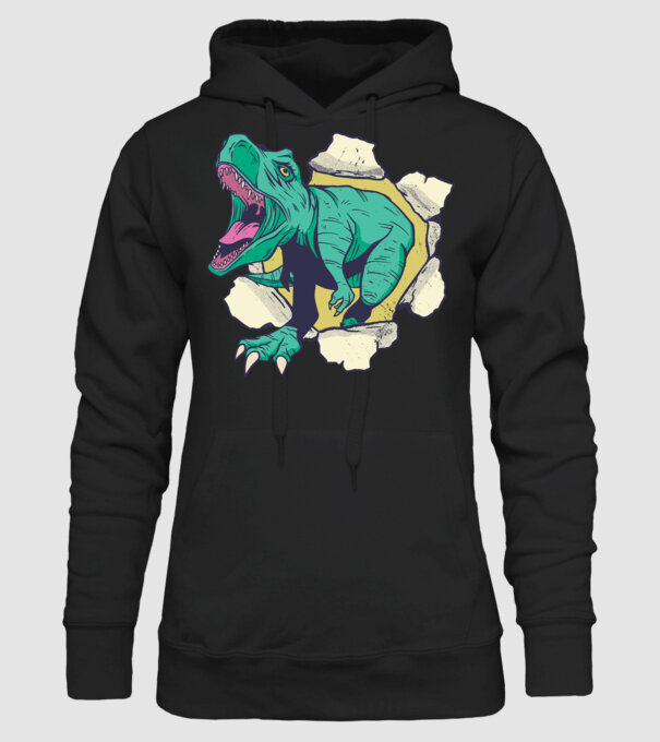 T-rex 3D model negru pe tricou