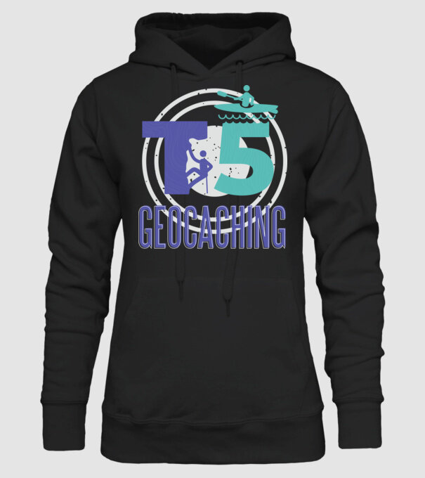 T5 Geocaching model negru pe tricou