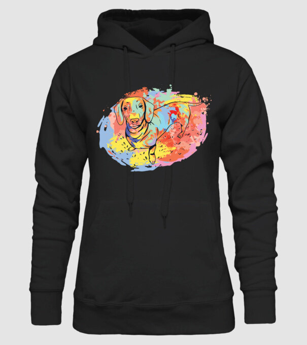 Teckel colorat model negru pe tricou