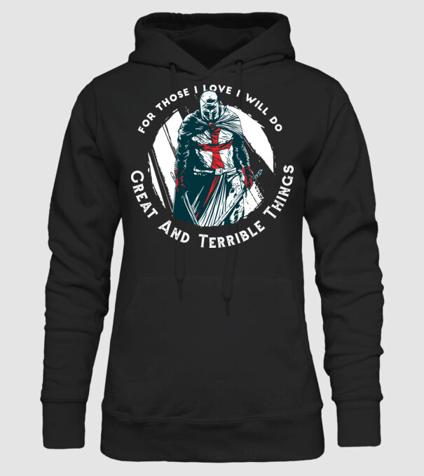 Cavaler Templier model negru pe tricou