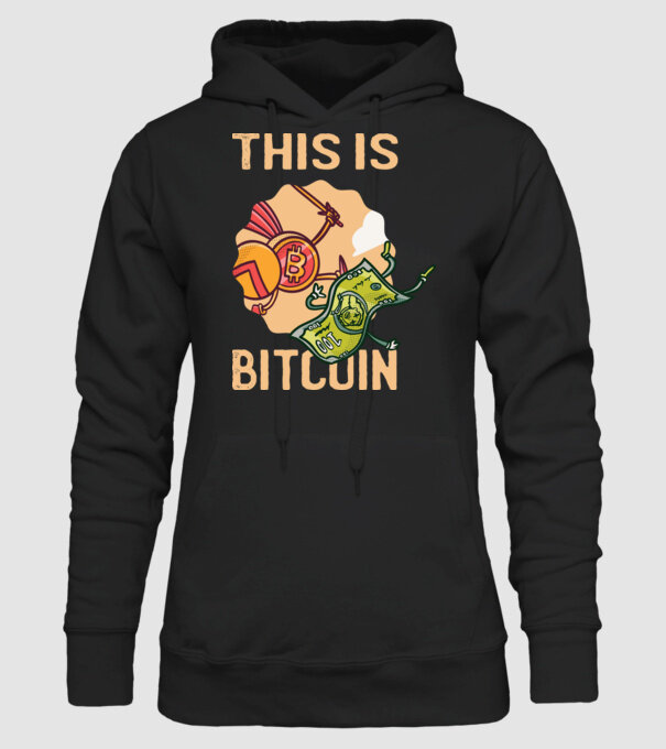 This is Bitcoin model negru pe tricou