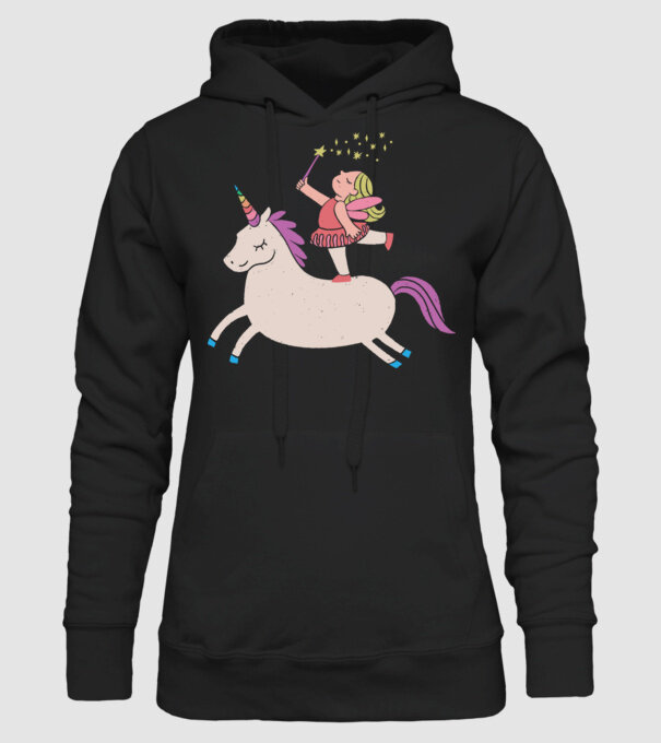 Zână Unicorn model negru pe tricou