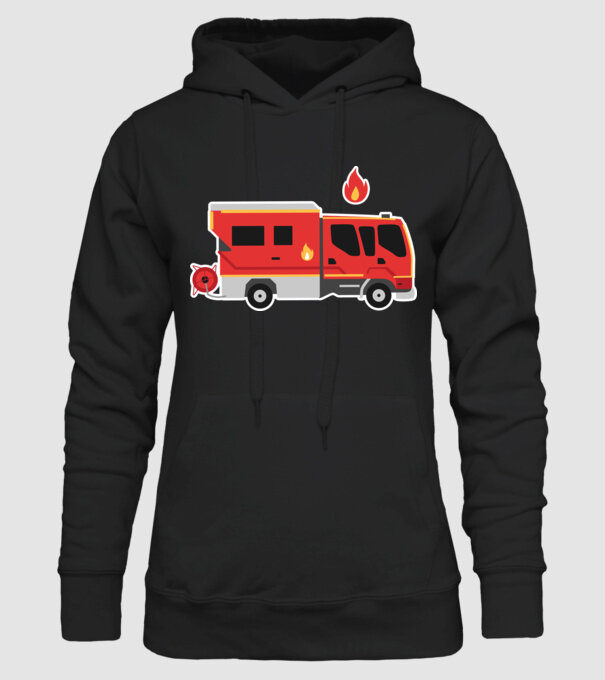 Mașină de pompieri model negru pe tricou