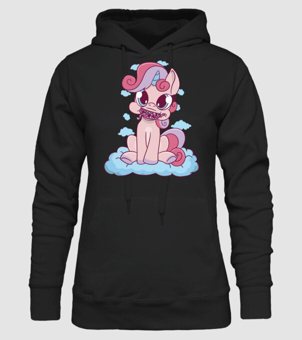 Unicorn cu bomboane model negru pe tricou