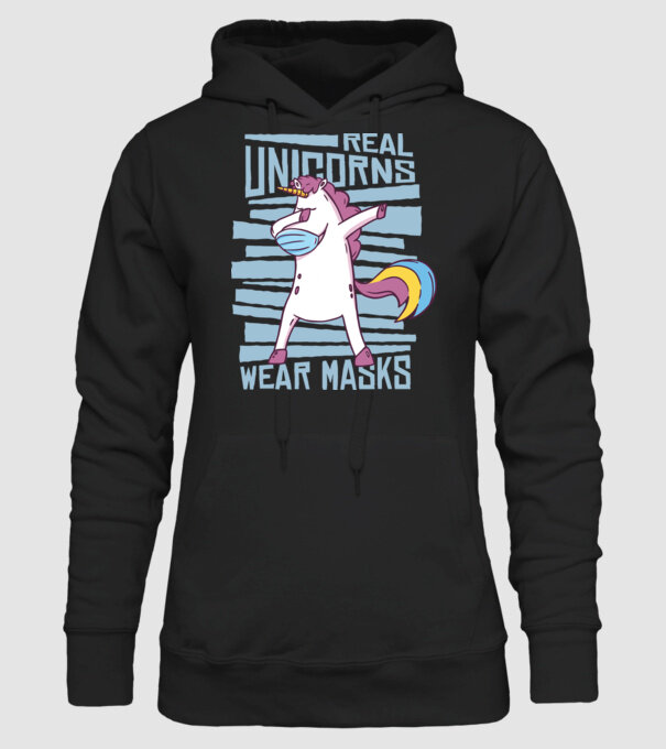 Unicorn DAB Mască model negru pe tricou