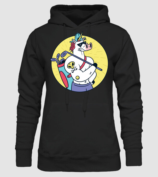 Unicorn Golf model negru pe tricou