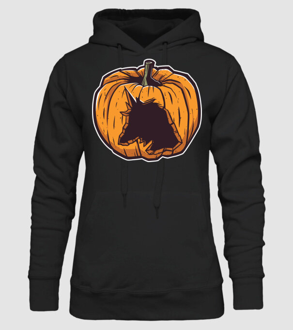Dovleac de Halloween Unicorn model negru pe tricou