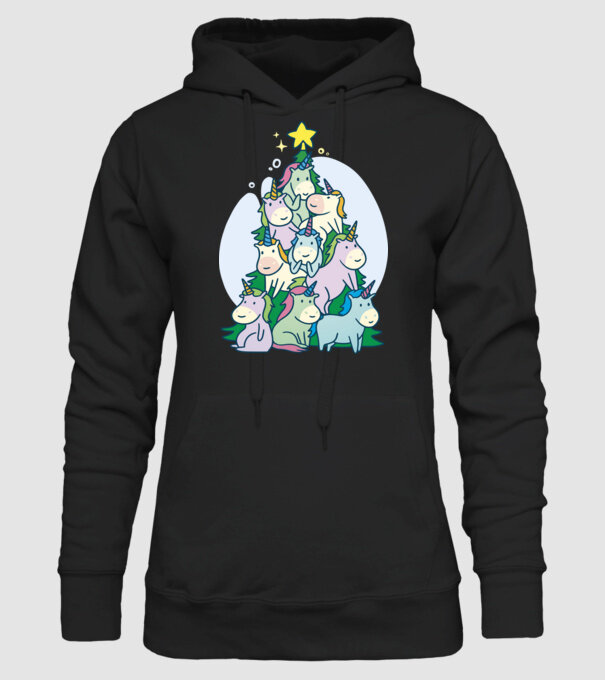 Unicorn pom de Crăciun model negru pe tricou