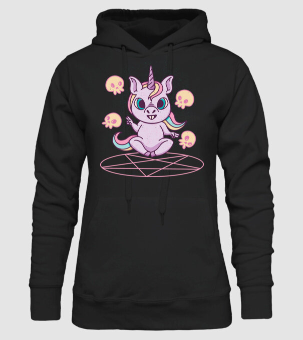 Unicorn invocare model negru pe tricou