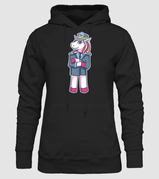 Unicorn Pilot model negru pe tricou
