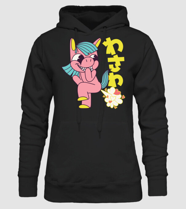 Bășică Unicorn model negru pe tricou