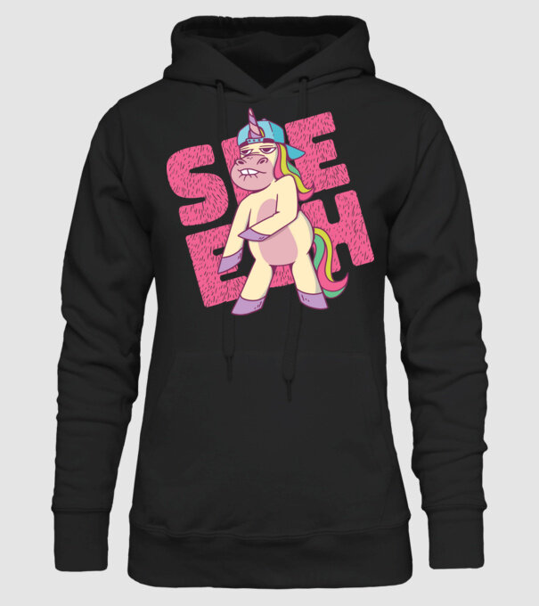 Unicorn Shesh model negru pe tricou