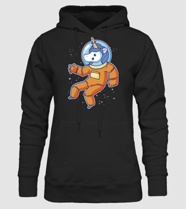 Unicorn Astronaut model negru pe tricou