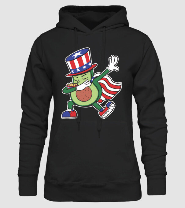 SUA Avocado DAB model negru pe tricou