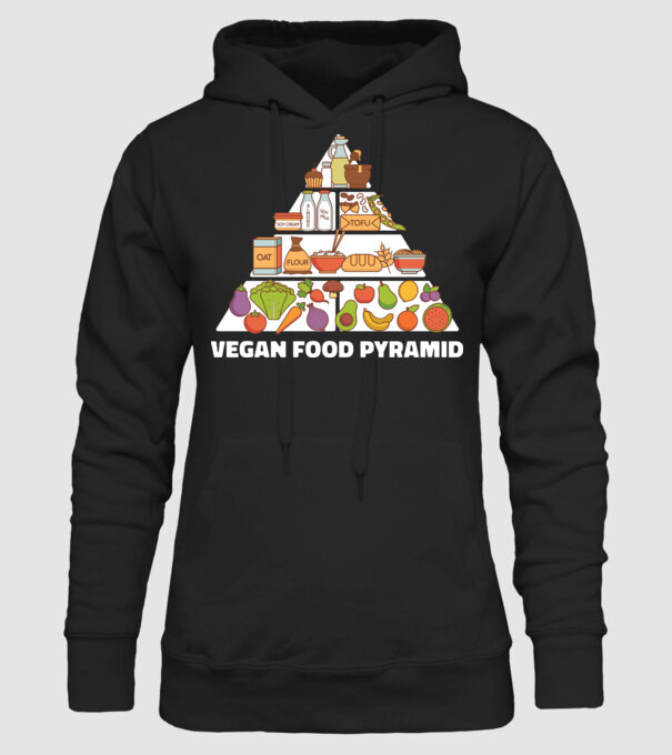 Piramidă vegan model negru pe tricou