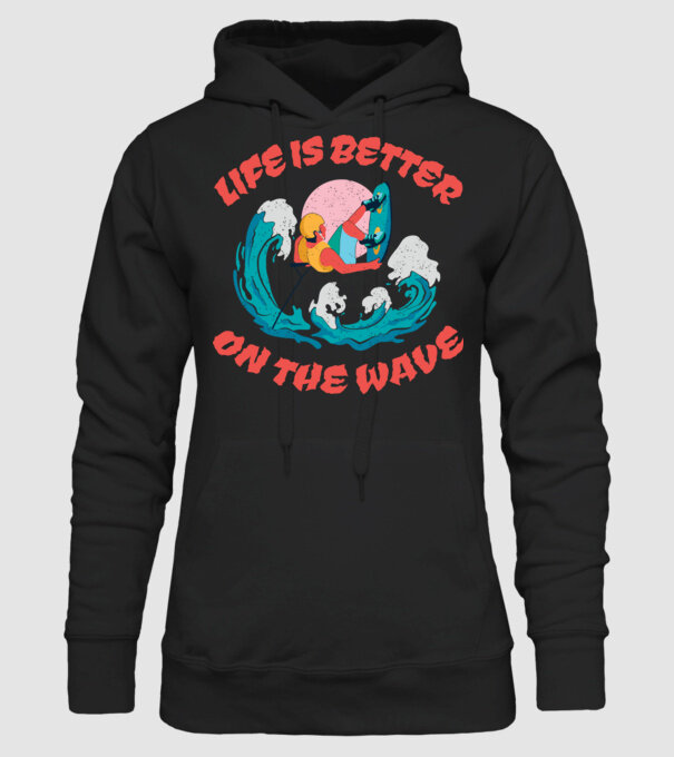 Wakeboard - Life is better on the wave model negru pe tricou