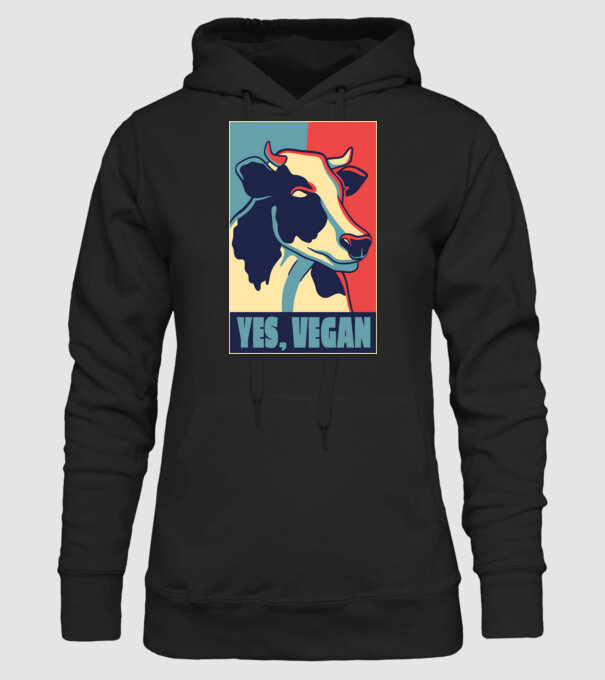 Yes, Vegan model negru pe tricou