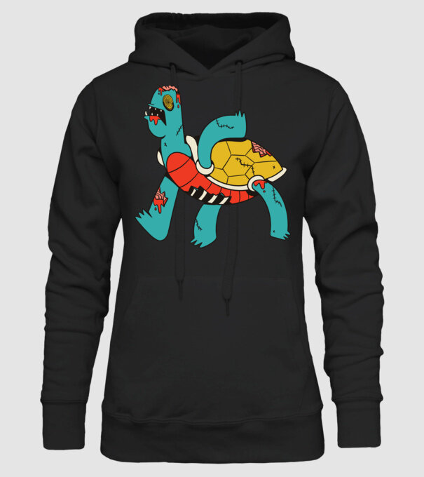 Broască țestoasă Zombie model negru pe tricou