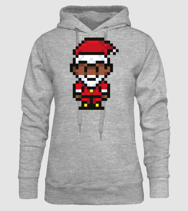 8bit pixel Moș Crăciun model gri pe tricou