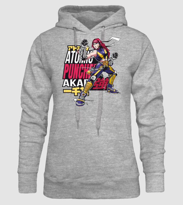 Anime fată Războinic model gri pe tricou