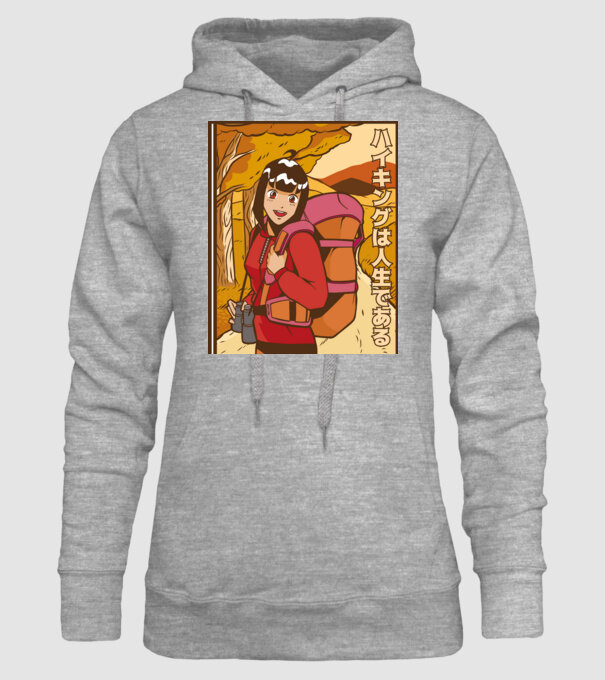 Anime fată Excursionistă model gri pe tricou