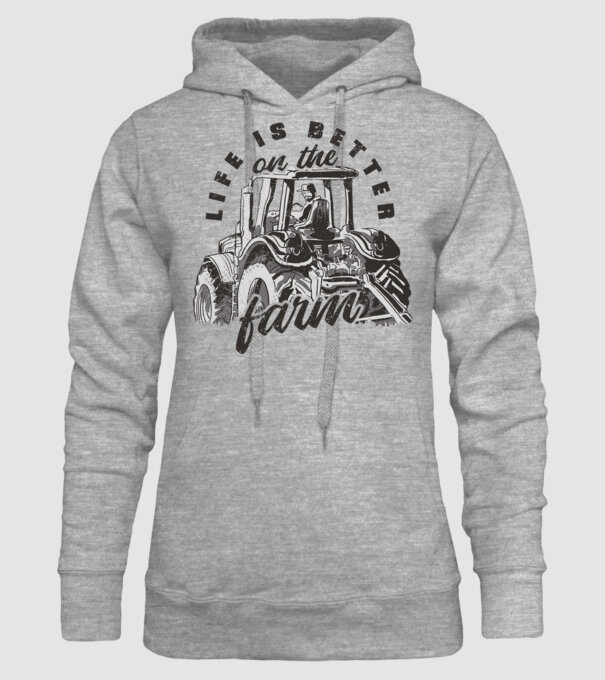 Viața este mai bună la fermă cu tractor model gri pe tricou