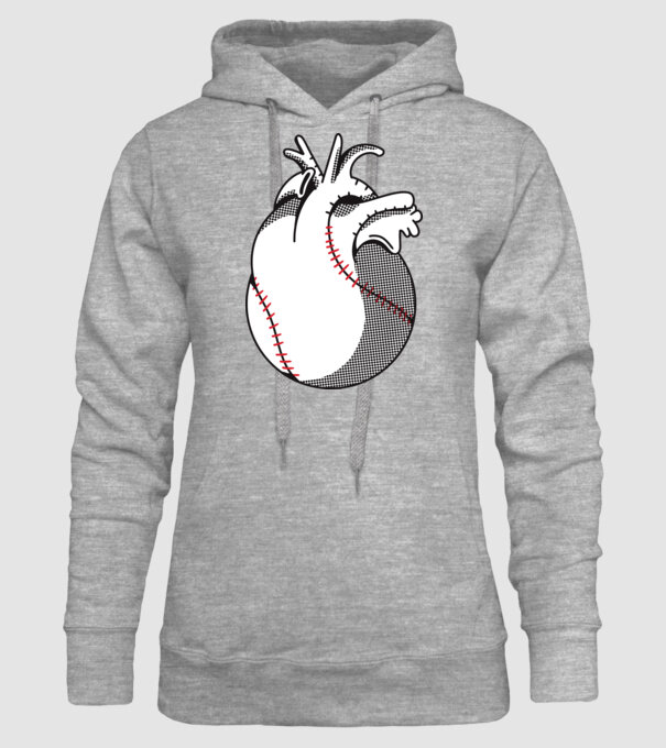 Inimă Baseball model gri pe tricou