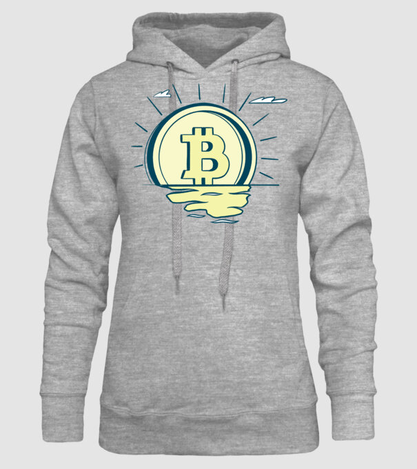 Bitcoin sunrise model gri pe tricou
